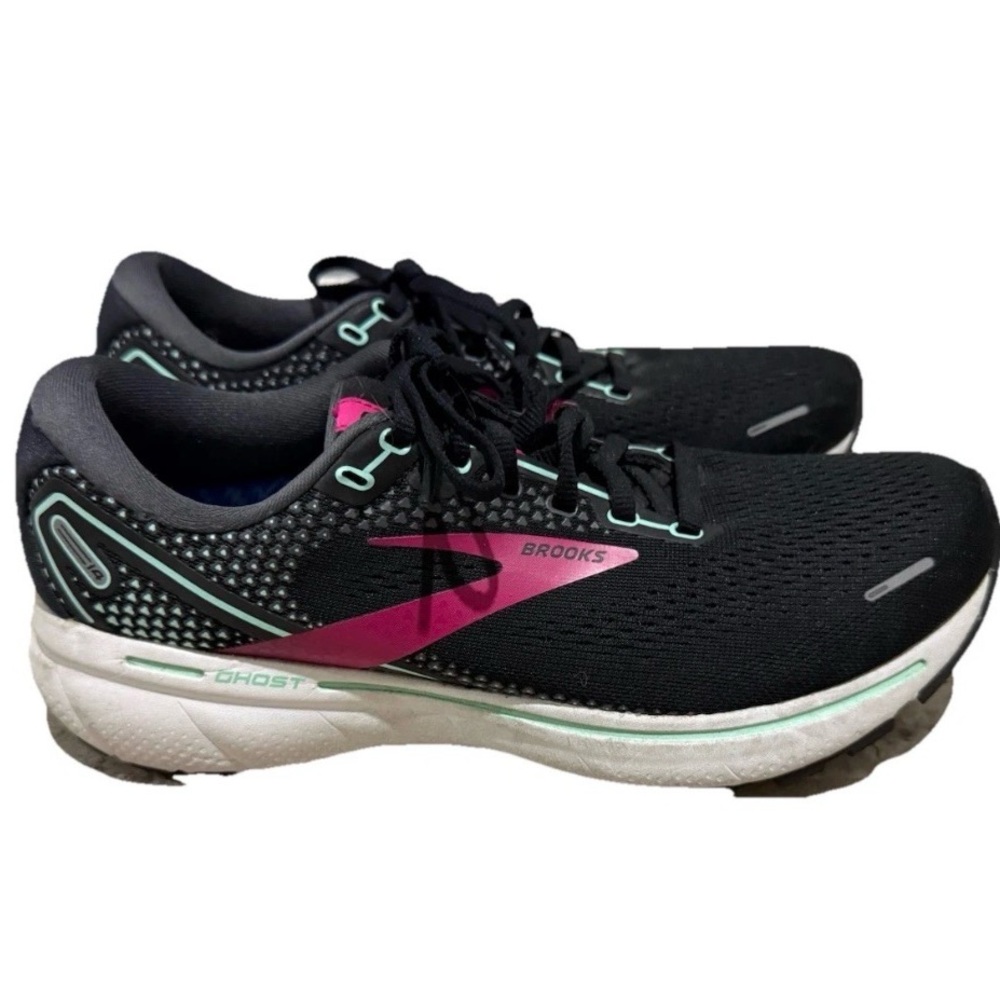 Brooks Ghost Women's Black with Pink and Teal Running Shoes Size 9
